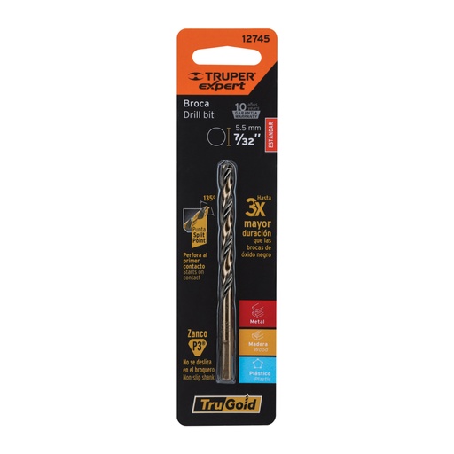 [12745] Broca HSS 7/32' Trugold para metal en blíster, Expert BAV-7/32-B