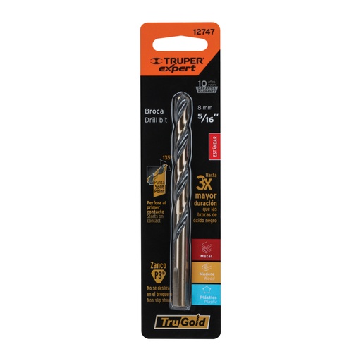 [12747] Broca HSS 5/16' Trugold para metal en blíster, Expert BAV-5/16-B