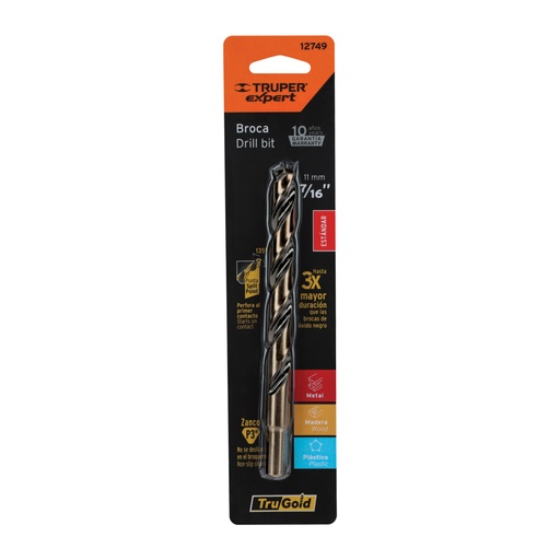 [12749] Broca HSS 7/16' Trugold para metal en blíster, Expert BAV-7/16-B