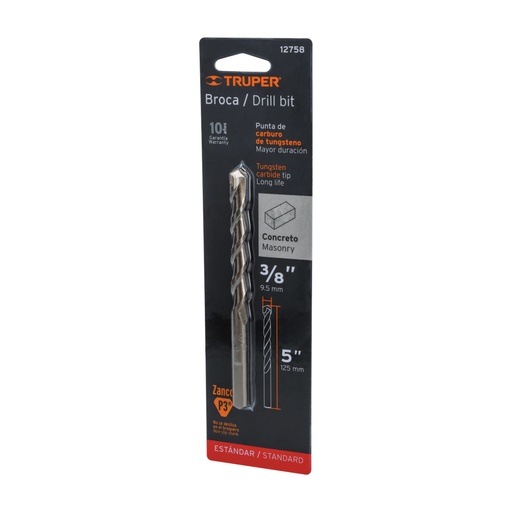 [12758] Broca para concreto de 3/8 x 5' en blíster, TRUPER BCT-3/8X5-B