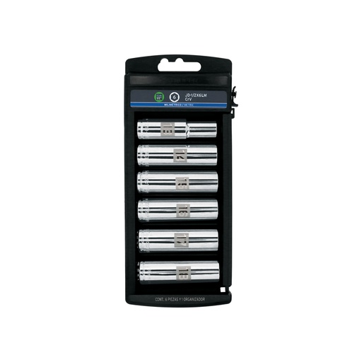 [14175] Juego 6 dados largos cuadro 1/2' mm, Truper JD-1/2X6LM