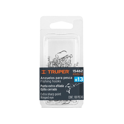[15462] Blíster con 100 anzuelos para pesca # 13, Truper ANZU-13