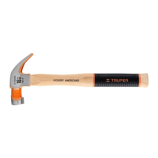 [16654] Martillo pulido 16 oz uña curva, mango hickory, Truper Grip MO-16